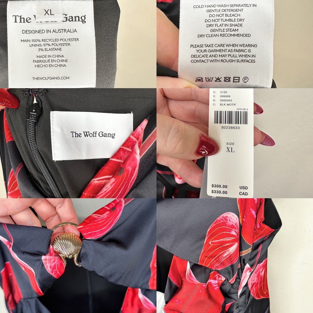 NWT Anthropologie Wolf Gang Merci Sleeveless Noir Anthurium Cutout Maxi Dress XL - Picture 12 of 15
